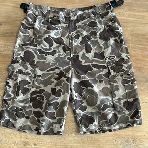 Drake Waterfowl Old School Camo Cargo Shorts‎ Mens S 28-30 Brown Tan Hunting